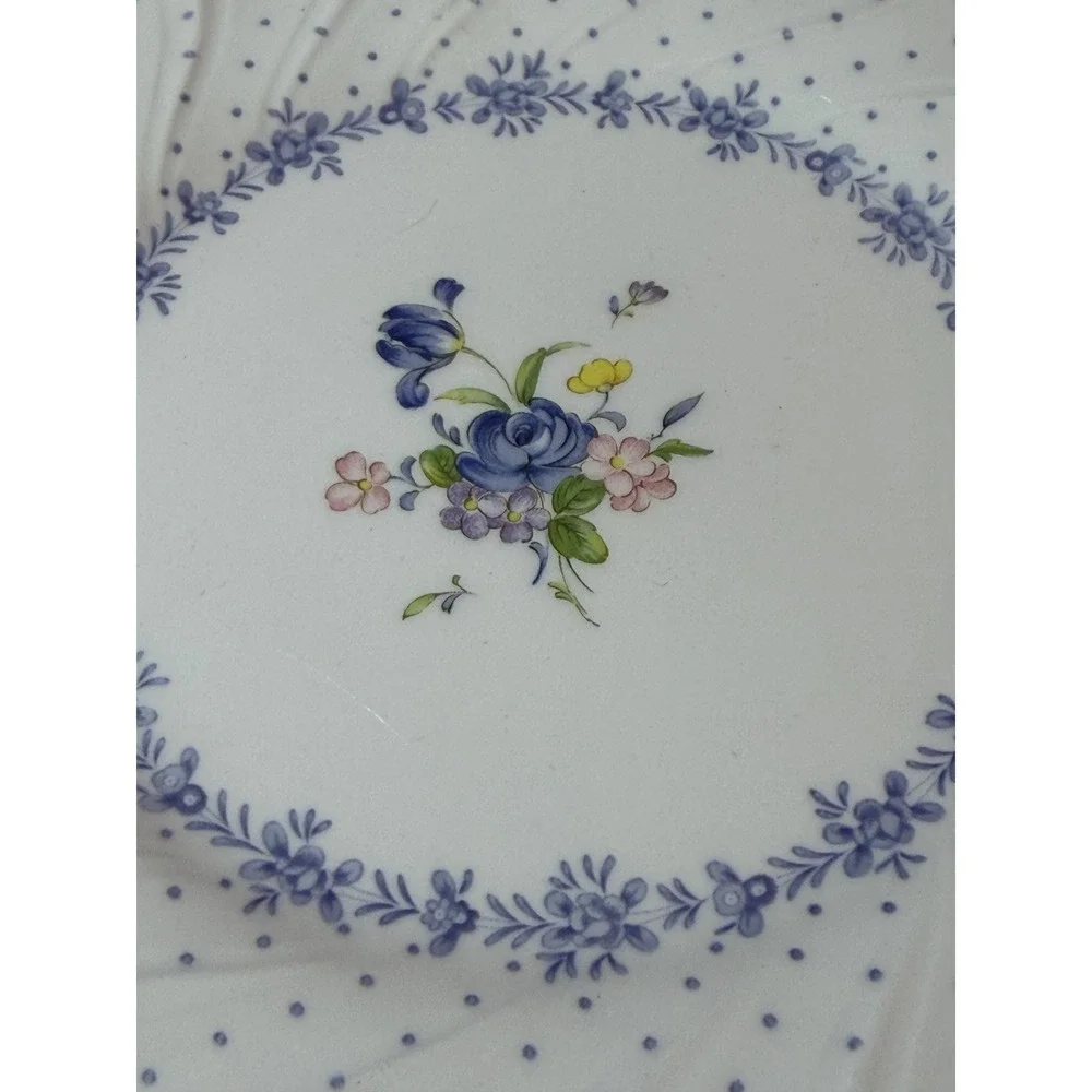 Nikko Blue Peony Set of 4 Porcelain Dessert/Salad Plates 7 3/4 inch -Japan